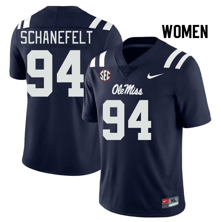 Women #94 Christian Schanefelt Ole Miss Rebels College Football Jerseys Stitched Sale-Navy